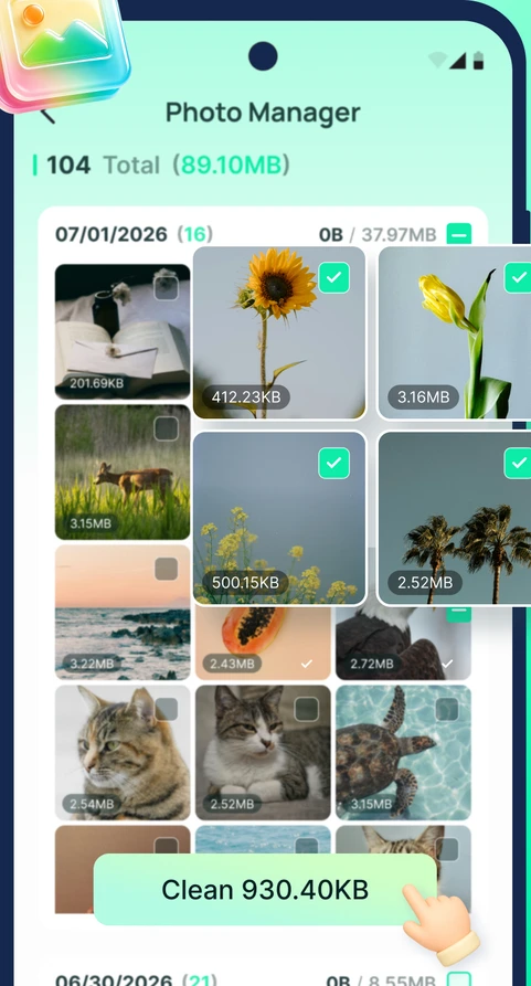 PHOTO MANAGER preview in the CleanCove Android app