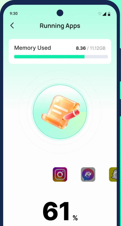 RUNNING APPS preview in the CleanCove Android app